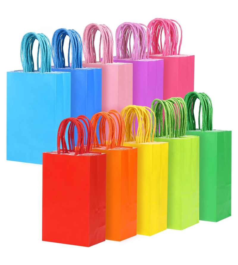 Paper Bags,Colorful,100pcs,10 Colors,5.2*3.3*8 Inch