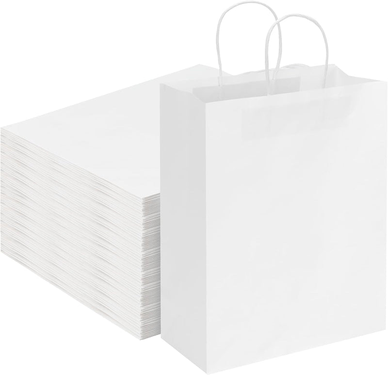 Paper Bags,White,100pcs,10*5*13 Inch