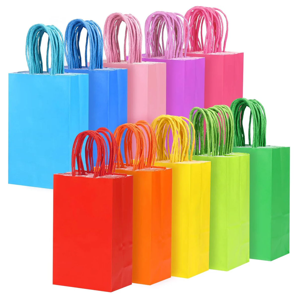 Paper Bags,Colorful,100pcs,10 Colors,5.2*3.3*8 Inch