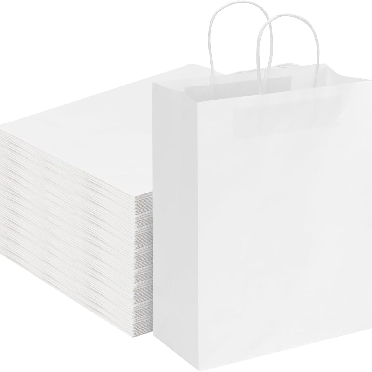 Paper Bags,White,100pcs,10*5*13 Inch