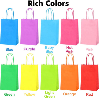 Paper Bags,Colorful,100pcs,10 Colors,5.2*3.3*8 Inch